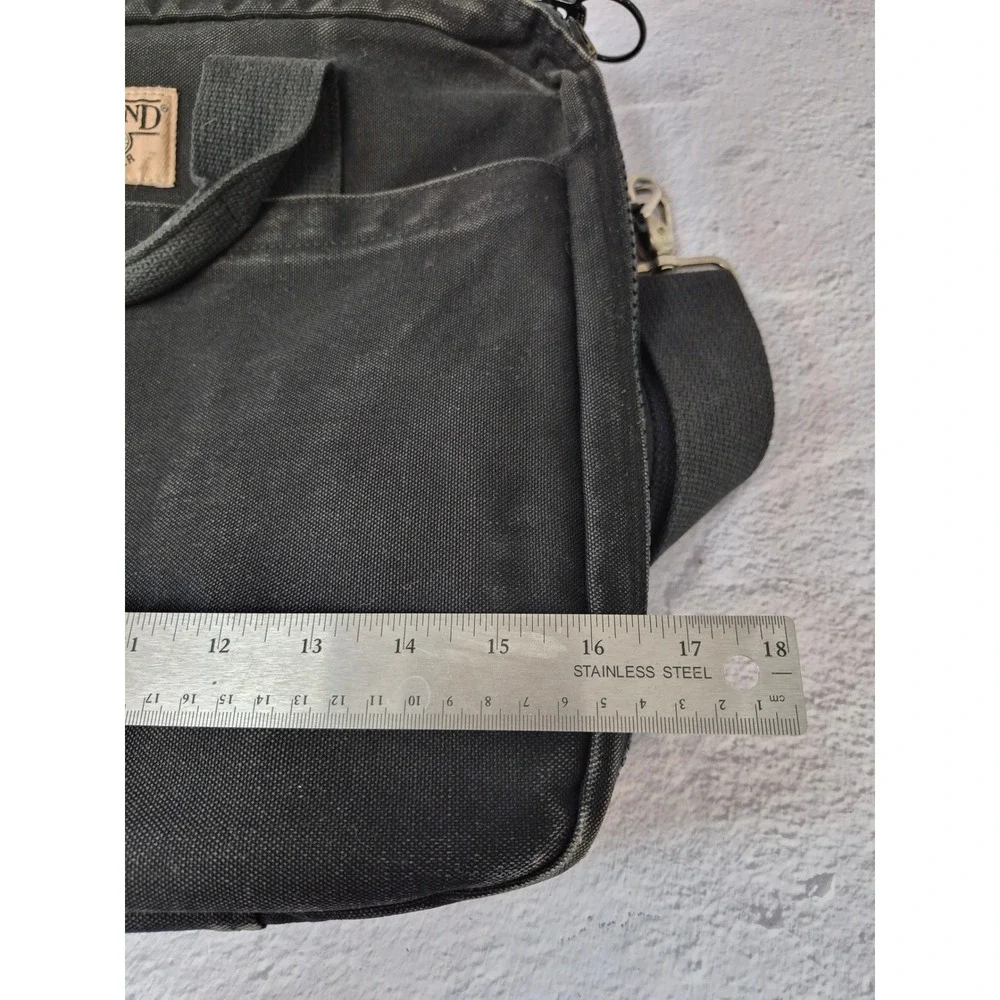 Lands End Square Rigger Black Canvas Briefcase Messenger Bag Mens YKK Zipper